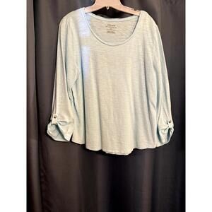 Chico's Unlimited Tee Light Blue adjustable‎ Long Sleeve size 2 (L)